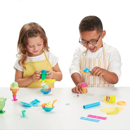 Play Doh Kitchen Creations Ice Cream Party Set with 22 Tools & 6 Colors, 2-Ounce Cans, Back to School Classroom Supplies, Preschool Toys, Ages +3 (Amazon Exclusive)