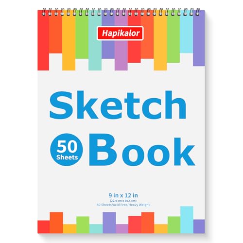 9" x 12" Sketch Book, 1-Pack 50 Sheets Spiral Bound Art Sketchbook Notebook - size: 9" x 12"(Pack of 1)