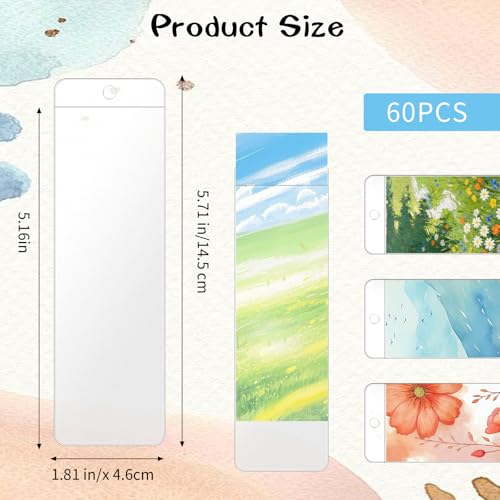 60 Pack Clear Bookmark Sleeves, 5.7 x 1.81in Bookmark Holders with Hole - color: Bookmark Sleeve/60pcs