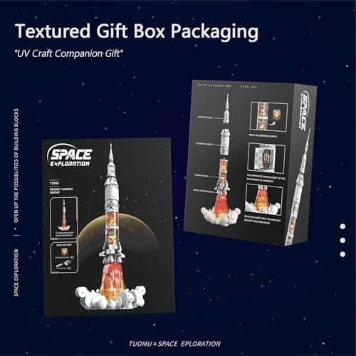 Sosuy Space-Rocket Building Blocks Sets,STEM 1201PCS 6+ Stage Separated Arrow Model Rockets Kit,Light Strip NASA Toys for Boys Adult Teen,Saturn V Models Birthday Gifts for Kids Age 8-12 - style: Space Rocket