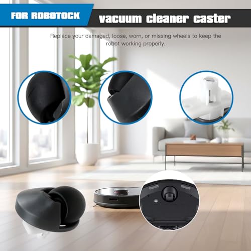 Universal Front Caster Wheel Replacement Kit - Dual Pack Compatible for Roborock Series Including S7/S7+/Q5/Q7 Max
