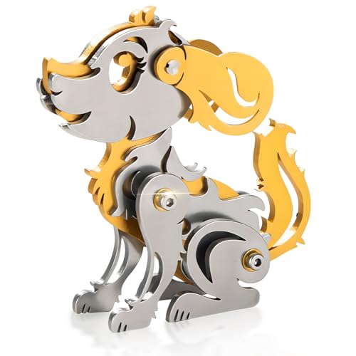 3D Metal Puzzles for Adults, Metal Model Kits for Adults, Gold Dog Mechanical 3D Puzzle Stainless Steel for Men Women Home Decor Art Craft Gifts Toys(Zodiac Sign). - color: B7