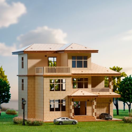3D Wooden Puzzles for Adults,Miniature Villa Model Kit,DIY Craft Gift - color: Original Wood Color-three Layers