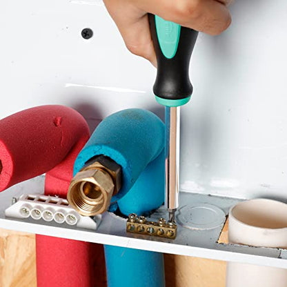 Amazon Basics 104-Piece Home Repair Household Tool Set with Easy Carrying Round Pouch, Portable Hand Tool Kit, Turquoise, 14.4 x 11.4 x 3 inches