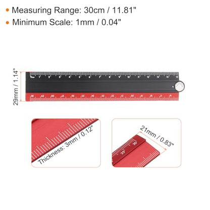 HARFINGTON 2pcs Folding Straight Ruler 30cm Metric Black Red/Blue Green - color: Black Red/Blue Green
