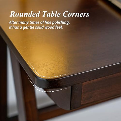 Computer Desk with Drawers, Solid Wood Writing Desk, Mid Century Modern Home Office Desks, Oak Study Table, Small Desk for Bedroom, 29.1 H x 39.4 W x 21.7 D Inches, Walnut - color: Walnut