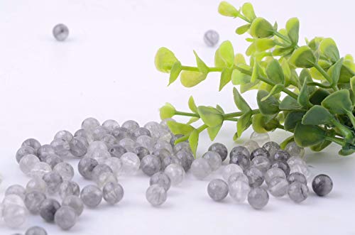 Natural Stone Beads 100pcs Round Genuine Real Stone Beading Loose Gemstones Hole Size 1mm DIY Smooth Bead for Bracelet Necklace Earrings Jewelry Making (Gloud Grey Quartz, 8mm) - color: Gloud Grey Quartz, size: 8mm