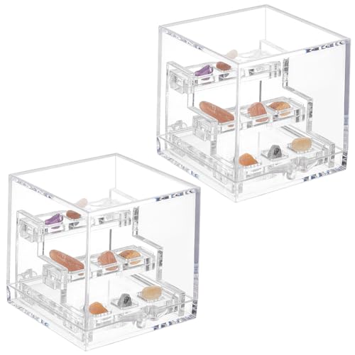 BENECREAT 2 Sets 3 Tier Acrylic Display Case, 2x2.3x2inch Mini Collectibles Showcase for Action Figures Mineral Stones Plant Specimen Display - color: Clear, size: 2x2.3x2 Inch
