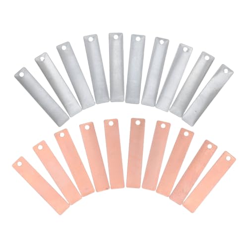 20pcs Zinc Copper Electrode Sheets 1.6x0.4'' Copper Electrode Strips Zinc Anode Plates for Fruit Battery Experiments Electroplating Science Kits and Projects