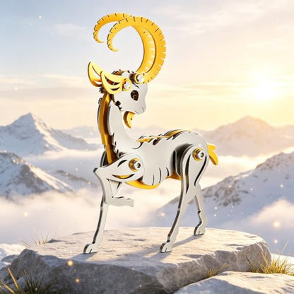 3D Metal Puzzles for Adults, Zodiac Sign Gold Sheep Model Kit - color: C02-sheep Gold