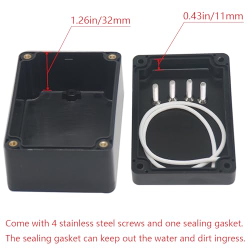 2 Packs Junction Box IP65 Waterproof ABS Plastic Electrical Project Case Power Junction Boxes, Project Box with 8 PCS M16 Cable Glands 3.94x2.68x1.97 inch(100x 68 x50 mm) - color: Black, size: 3.94"x2.68"x1.97"(2Pcs)