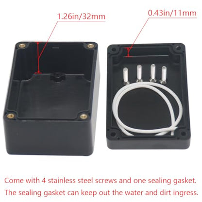 2 Packs Junction Box IP65 Waterproof ABS Plastic Electrical Project Case Power Junction Boxes, Project Box with 8 PCS M16 Cable Glands 3.94x2.68x1.97 inch(100x 68 x50 mm) - color: Black, size: 3.94"x2.68"x1.97"(2Pcs)