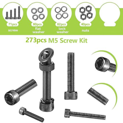 174Pcs M6 Screw,M6x8/10/12/16/20/25/30/35 mm Bolt kit,Hex Socket Head Cap Bolts,12.9 Grade Black Zinc Plated for 3D Printer - size: M6x8/10/12/16/20/25/30/35mm