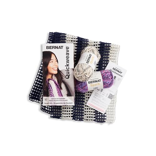 Bernat QuickWeave - 1 Pack of 120 Yards/4.9 oz Purple Tartan Yarn, 80% Acrylic, 20% Wool, Grid 85% Acrylic, 15% Polyester, Needle 100% Plastic - color: Purple Tartan