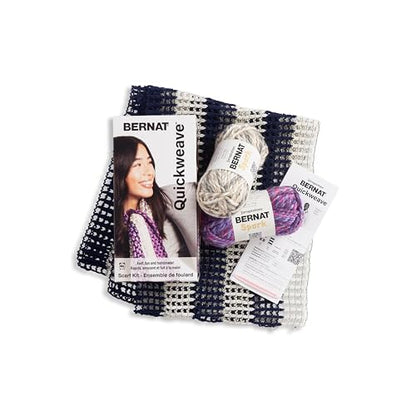 Bernat QuickWeave - 1 Pack of 120 Yards/4.9 oz Purple Tartan Yarn, 80% Acrylic, 20% Wool, Grid 85% Acrylic, 15% Polyester, Needle 100% Plastic - color: Purple Tartan
