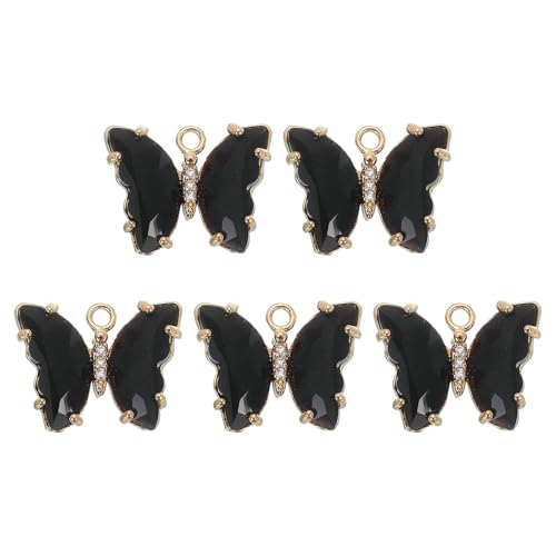 uxcell Crystal Gold Plated Butterfly Charm, Brass Zircon Charm Pendant - color: Black, size: 19x15mm