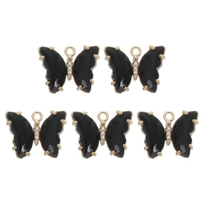 uxcell Crystal Gold Plated Butterfly Charm, Brass Zircon Charm Pendant - color: Black, size: 19x15mm
