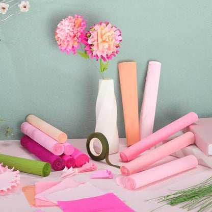Chrisfall 12 Rolls Crepe Paper Streamers, 8 Feet X 10 Inch, Pink Colors - color: Pink Colors