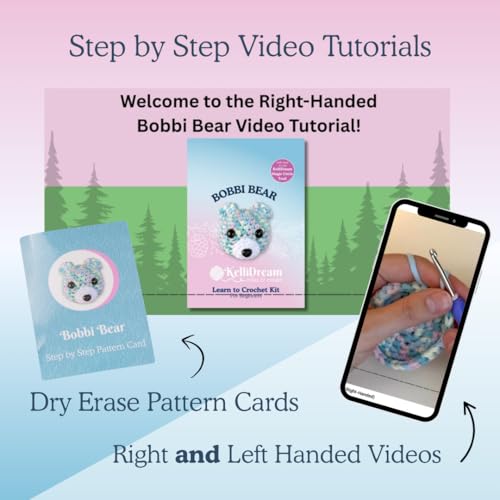 KelliDream Magic Circle Tool Inclusive Learn to Crochet Kit for Beginners; Step-by-Step Video Tutorials; All Supplies to Make Cute Amigurumi (Bear) - color: Bear