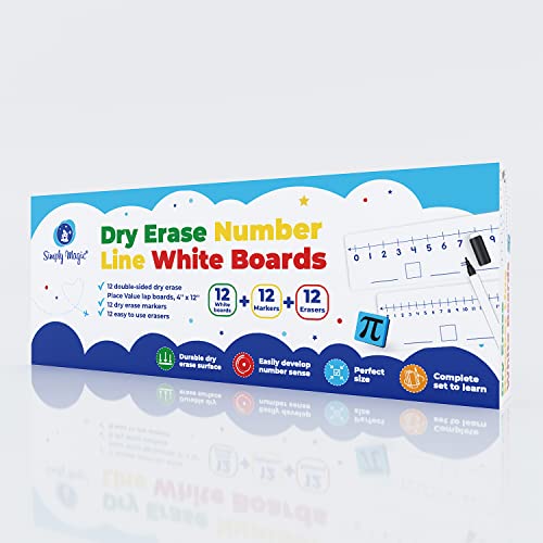 Simply Magic 12-Pack Double-Sided Dry Erase Number Line White Boards 4"x12"