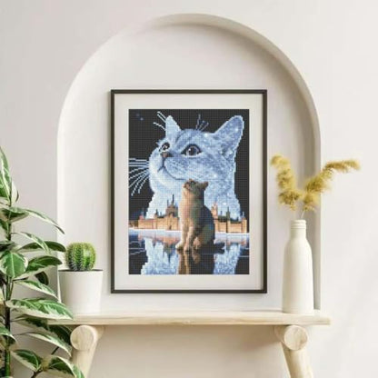 Cat Diamond Painting Kit for Adults, Round Full Drill Gem Art 12x16In - color: YP121