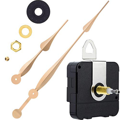 Hicarer High Torque Long Shaft Clock Movement Mechanism Clock Replacement Motor with 12 Inch Long Spade Hands - color: Gold
