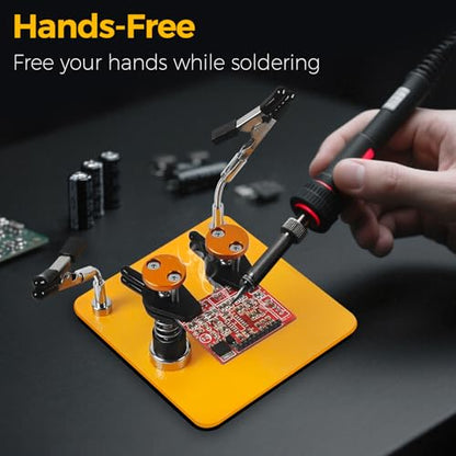 Helping Hands Clamp Metal, Adjustable Third Hand Soldering Holder Stand For Electronics, Hobby DIY, Craft, Jewelry, PCB Repair Solder Aid Station (Yellowblack, small) - color: Yellowblack, size: Small