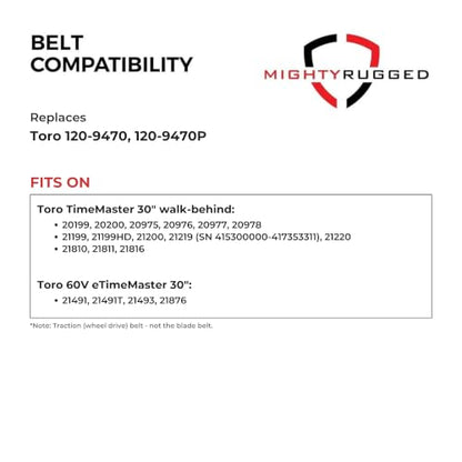 MightyRugged 120-9470 Traction Belt for Toro TimeMaster 30 in Walk Behind - size: 27 in x 3/8 in