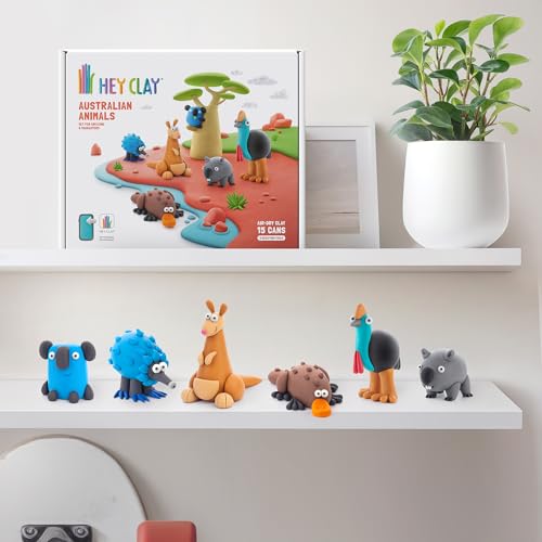 HEY CLAY Colorful Air Dry Clay Kit for Kids Modeling Gift Age 3+ (6 cans) - color: Australian Animals: Echidna, Cassowary, Wombat