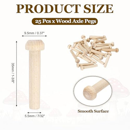 MECCANIXITY Wooden Axle Pegs 7/32" Dia. 1-3/8" Length, Unfinished Wood Pegs for DIY Model Cars Trucks, 25pcs - size: 7/32" Dia. 1-3/8" Length