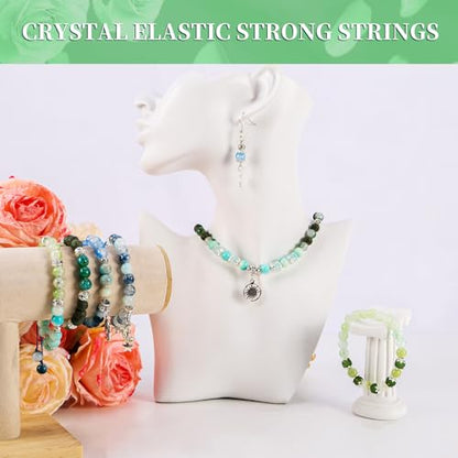 Tunmiok Glass Beads for Bracelets Making Kit, Jewelry Making Supplies with Charms, Crystal String, Spacer Beads, DIY Bracelet Necklace Craft Kit for Adults (Green) - color: Green