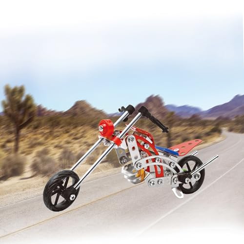 99 PCS Metal Motorcycle Model Building Kit - DIY Alloy Chopper Bike Assembly Set - STEM Engineering Construction Toy for Kids Ages 8-12 & Adults, 3D Mechanical Puzzle Collectible (Red & Silver)