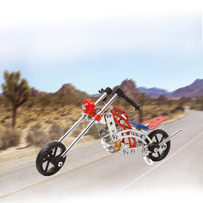 99 PCS Metal Motorcycle Model Building Kit - DIY Alloy Chopper Bike Assembly Set - STEM Engineering Construction Toy for Kids Ages 8-12 & Adults, 3D Mechanical Puzzle Collectible (Red & Silver)