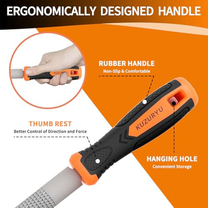 KUZURYU Woodworking Rasp Set – 3PCS Multi-Shape Precision Wood Files（Flat, Half-Round, Round） with Ergonomic Handles for Carpentry, DIY, and Wood Restoration - size: Wood File - 3 pcs