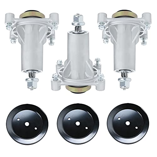 187292 Spindle Assembly 2246 LS, YTH 20K46, YTH2042, CT154 Compatible with Craftsman Husqvarna AYP 42", 46", 48" and 54" Decks 192870, 532192870, 532187292, Includes Pulley 195945,197473 - size: 3 Spindles + 3 pulley