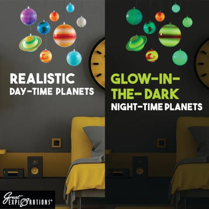 Great Explorations 3D Glow Solar System Ceiling Kit, STEM, Ages 5+