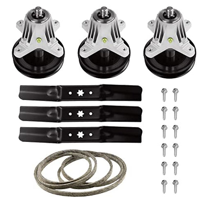 Deck Rebuild Kit 918-06978 for MTD Cub Cadet Craftsman 54 inch Z6600 RZT-L54 ZT1-54 XT1-ST54 XT1-GT54 ZT2-54 XT2-54, 3 Spindles 618-06978 918-06978, 3 Blade 942-05056, 148'' Belt 954-04329 - size: 3 Spindles+3 Blades+1 Belt
