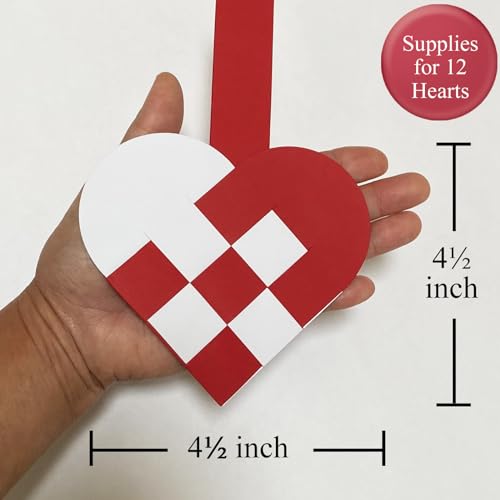 12 DIY Danish Heart Baskets. Precut and Ready to Use, No Tools Needed. Traditional Weaving Paper Craft to Make Julehjerter. Great Home and Classroom Decorations (Red/White Kit) - color: 3x3 Diy Kit