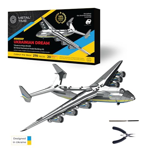 METAL-TIME ANTONOV Mriya AN-225 Official DIY Mechanical Model Kit - Cargo Aircraft 3D DIY Kit - Airplane Working Model - Ukrainian Dream