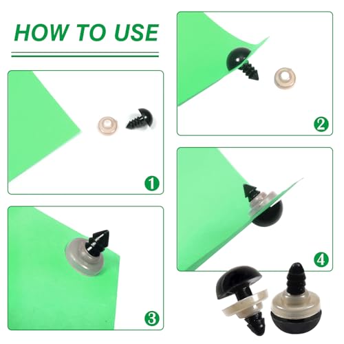 TOAOB 150pcs 12mm Black Plastic Safety Eyes Crafts Safety Eyes with 150pcs Washers for Stuffed Animals Amigurumis Crochet Doll Making - size: 12mm