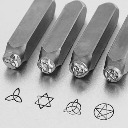 TheCraftGuy 4pc Geometric Metal Stamping Kit for Jewelry, 5/16“(8mm) Stamps - color: Geometric Shape1