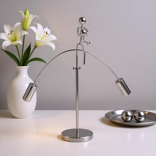 Sunnytech Weight Lifting Stainless Physics BalanceTumbler Kinetic Art Balancing Decompressive Science Psychology Home Offic Decor Desk Decor Toy WJ161 - style: WJ161