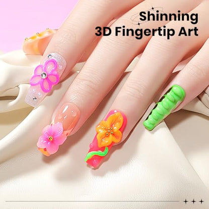 3D Nail Gel for Nail Art, 2PCS Solid Builder Gel 5g - color: White&black