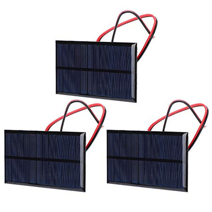 Small Solar Panels, 3 Pcs 6V 1W Polysilicon Solar Cell Charger Module Mini Solar Panels Solar Panel Kit with 30cm Cable for Smart Phone,Small Fans,Monitor,Outdoor Security Camera