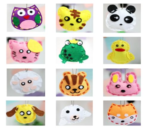 Kids DIY- First Sewing Kit for Kids, Learn to Sew DIY Craft Kits, Lovely Animals Style- Frog, Owl, Fox, Cat, Rabbit, Dog, Duck, Elk, Sheep, Sloth, Panda and Tiger, Ages 12+(12PCS) - color: Yellow