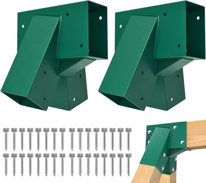 BeneLabel A-Frame 2 Swing Set Brackets, Heavy Duty Steel Swing Set Hardware with Mounting Hardware, DIY Swing Set End Bracket Swing Set Kit for 2 (4x4) Legs & 1 (4x6) Beam, Green - color: Both Ends Swing Set Bracket