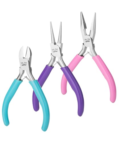 Mr. Pen- Pliers for Jewelry Making, 3 Pack, Chain Nose - color: Candy Colors