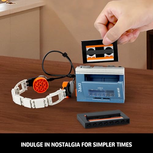 NEWABWN Retro Cassette Player Building Set with Headphones Display Model - style: A