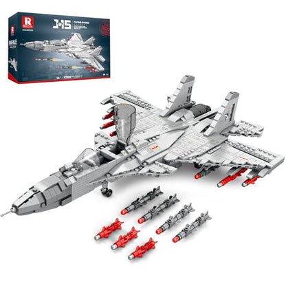 Reobrix J-15 Fighter Jet Building Set, 1066 PCS Military Airplane Model Kit for Adults & Teens 14+, Carrier-Based Aircraft Building Blocks with Foldable Wings, Missiles & Openable Cockpit - color: J-15