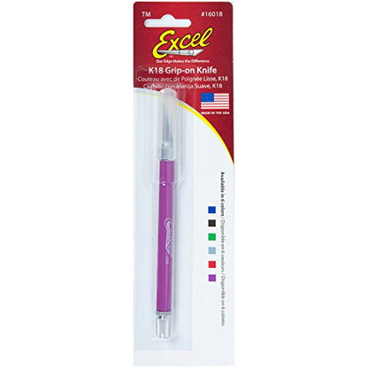 Soft Grip Hobby Knife, Excel Blades K18 with Safety Cap, American Made Light Duty Craft Knife (Purple) - color: Purple (1)